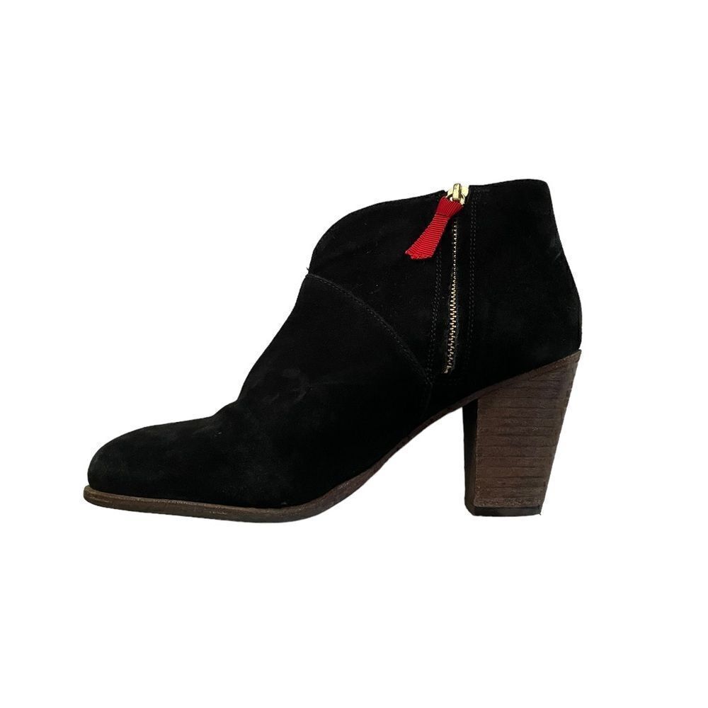 BODEN Marlow Suede Heeled Ankle Bootie Black Size 38 EU / US 7.5
